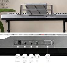 GEP-110 61 Key Lighting Keyboard With Piano Stand, Piano Bench, Built In Speakers, Headphone, Microphone, Music Rest, LED Screen, 3 Teaching Modes For Beginners - Grey - View 5