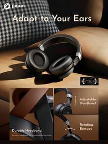 Picun P28X Wireless Headphones, 35 Hours Of Battery Life - Built-In Power Display, Double Diaphragm Telescopic Rotating Bracket, High Quality Low Latency, Suitable For Travel, Fitness And Other People.