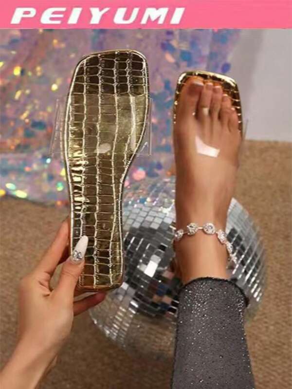 PEIYUMI Women's Fashionable Transparent Flip-Flops, Comfortable And Soft, Suitable For Beach, Casual Gatherings