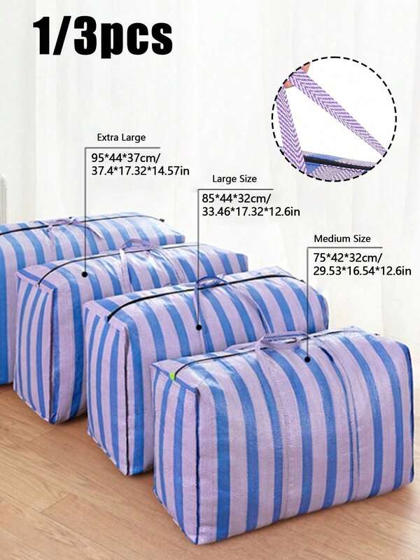 Bolsas de almacenamiento de gran capacidad con tejido grueso y estampado de piel de serpiente - Bolsas de mano resistentes para mudanzas con asas reforzadas, sacos de equipaje a rayas de varios tamaños para mudanzas del hogar, viajes, camping y organización de ropa, edredones, ropa de cama y otros artículos grandes, un imprescindible para familias, dormitorios y almacenamiento en el hogar