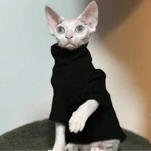 Black High Collar Fleece Warm Sweatshirt, Cat Fashion Autumn/Winter Apparel - Multicolor - View 4