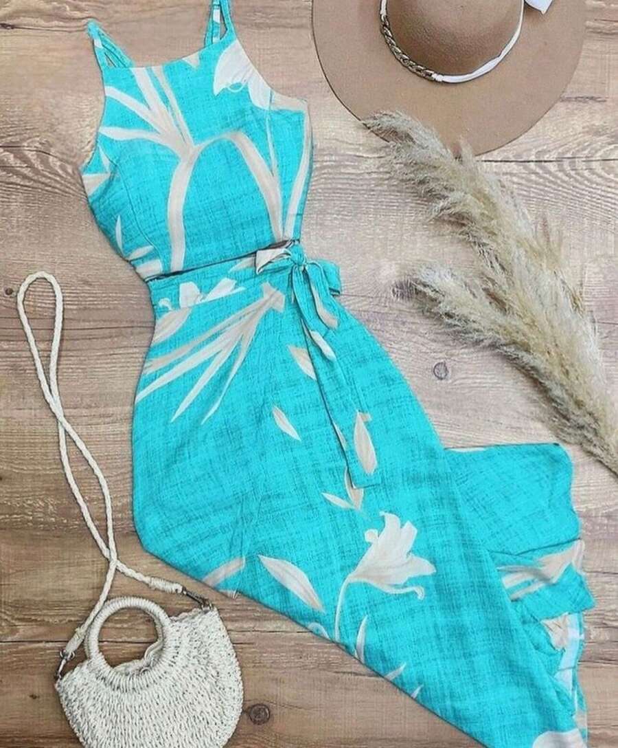 Elegant Women's Wrap Set With Padded Bra, 2 Pieces - Blue With Beige - View 1