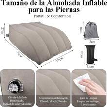 HOGESA Almohada para Piernas, Almohada Inflable, Mejora la circulación, Disminuye Varices y pies Hinchados, con Bolsa de Inflado Rápido, para Dormir, recuperación, Embarazadas (Gris) - gris - Ver 3