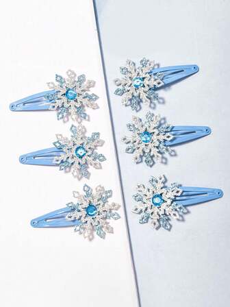 6pcs Snowflake Christmas Series BB Hair Clips, Cute And Hair Accessories, Colorful And Fashionable, Suitable For Daily Wear, Back To School Gifts, Birthday Gifts, Halloween, Christmas Hair Decorations