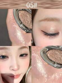HERORANGE Metallic Glitter Heart Single-Color Eyeshadow Palette, Waterproof And Sweat-Proof, Soft Blending Formula, Suitable For Music Festivals, Stage Performances, Halloween Parties, Blue, Purple, Green And Silver Eyeshadow Palette - 彩色 - 查看 13