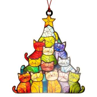 1Pc Cat Lover Gifts For Women, Colorful Cat Ornament For Christmas Tree, Cute Cat Ornaments, Black Cat Ornament, Orange Cat Ornament, Cat Tree Christmas Decor, Funny Christmas Cat Ornaments