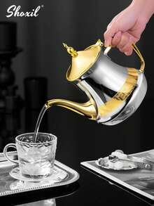 shoxil Bule de chá estilo Oriente Médio de 1,4L em aço inoxidável, ideal para chá, café, chá árabe, óleo, chá com leite e chá marroquino. Perfeito para casa, cafés, presentes, Ramadã e Eid al-Adha. - Pote - Ver 3