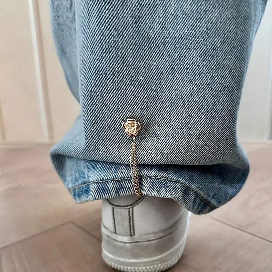 3-Pack Camellia Adjustable Hem Clips - No-Sew Snap Fasteners For Long Shirts And Dresses, Unisex Hem Fixers, Skirt Length Adjusters, Bohemian Style, Fashionable Hem, Lightweight Design, Fashion Accessories, Wardrobe Essential - Camellia 3-pack - View 1