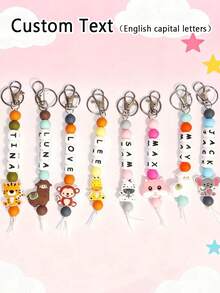 1PC Custom Animal Letter Keychain, Can Be Used As Name Bag Hanging,Back To School Gifts,Customized Keychains & Accessories,End Of Summer,Delicate Romance,For Office,For School,For Classroom,For Teacher Gifts,For University,For Colleague,For Dorm Rooms - Silicone Keychain - View 13