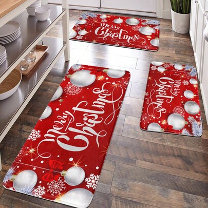 1 قطعة ديكور عيد الميلاد، ديكور المنزل، ديكور الغرفة، ديكور الحمام، بساط الحمام، بساط حمام مانع للانزلاق، ديكور المطبخ، بساط المطبخ، سجادة، طقم الحمام، بساط المدخل، بساط الباب، سطح ناعم وفاخر، ديكور المنزل، بساط مضاد للإرهاق، بساط بنمط كرة وشجرة عيد الميلاد، ديكور بموضوع عيد الميلاد الفضي، تصميم كلاسيكي بسيط "عيد ميلاد سعيد"، سطح ناعم ومريح، يريح القدمين، يقلل من الإرهاق سجادة المطبخ