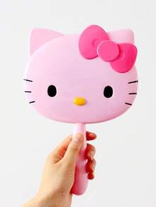 1pc Hello Kitty Handheld Mini Makeup Mirror, 5.51 Inch Cute Cartoon Design, Portable Long Handle Travel Mirror, Convenient For Makeup Anytime, Anywhere - Multicolor - View 13