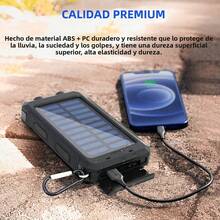 Cargador solar portátil de gran capacidad de 20 000 mAh con 4 paneles solares para smartphones, tablets y actividades al aire libre como senderismo, camping y trekking. Panel de carga plegable, equipo de senderismo, diseño plegable, compacto, duradero, banco de energía USB, multidispositivo, ideal para entusiastas de las actividades al aire libre, campistas y senderistas. - negro - Ver 4