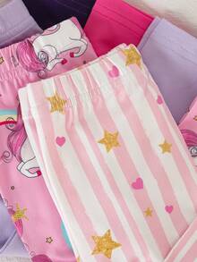 Conjunto de 10 piezas de top de manga larga y pantalones casuales para niñas bebé en otoño, camiseta de cuello redondo con estampado de unicornio de dibujos animados, pantalones de pierna recta con cintura elástica, adecuado para uso diario tanto en interiores como en exteriores - Multicolor - Ver 5