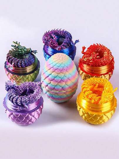 3/1 Pc 3D Printed Dragon & Dragon Egg, 3D Printed Toy, Dragon Figurine, Dragon Egg, 3D Dragon, Flexible 3D Printed Statue, Suitable For Home Decor, Multipurpose Indoor/Outdoor Collectible, Perfect For Thanksgiving, New Year - No Power Required