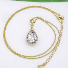 Navachi 18k Gold Plated Water Drop Pear-Shaped  Pendant Necklace 16inch+2inch{Inchcolor_nameinch:InchWhiteinch} - 鋯石白 - 查看 7