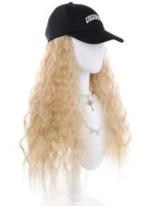 Hat Wig Embroidered Sunshade Cap With Light Blonde Water Ripple 22 Inch Curly Wig Synthetic Heat-Resistant Fiber Wig Suitable For Women's Daily Holiday Wear - Multicolor - View 11