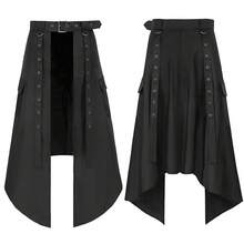 Saia gótica assimétrica, Série Ash, Dark Rock Punk, Roupa masculina para cosplay - Saia midi masculina com cinto - Ver 7