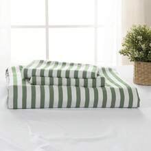 FTwin Duvet Cover Set, 2 Pieces Soft Bedding Set, Breathable And Cooling Duve Cover Set With 1 Duvet Cover, 1 Pillow Case (Green Stripe, FTwin Size){Inchcolor_nameinch:InchGreenStripeinch,Inchsize_nameinch:InchFTwininch} - 綠色條紋 - 查看 5
