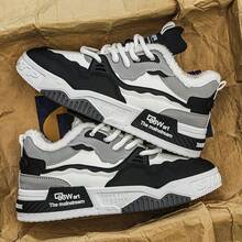 1双男士雪地靴，保暖休闲户外徒步鞋，保暖内衬，PVC鞋底，系带设计，圆头实心鞋头，适合秋冬季日常穿着、徒步旅行、寒冷天气、户外活动，柔软舒适的厚底运动鞋 - 黑色 - 查看 3