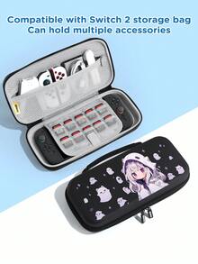 1pc Anime Girls & Ghosts Storage Bag , Compatible With Switch OLED/Switch NS Console, Protective Hard Shell Bag With Integrated Stand & 10 Game Card Storage, Portable & Shockproof Game Card Holder, Suitable For Portable Travel, Providing Protection For Game Console And Accessories Against Impacts And Drops - Multicolor - View 14
