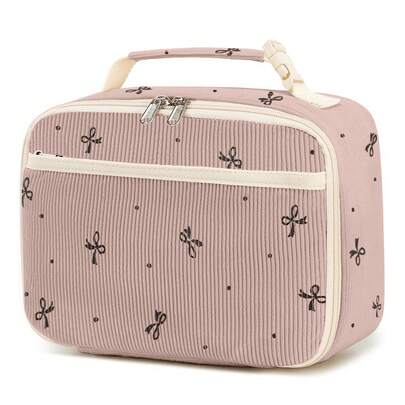 ​Square Insulated Lunch Bag For Women Men, Large Capacity Corduroy Lunch Box, Portable Thermal Cooler Tote For Work Picnic Travel, Reusable Snack Meal Container​​