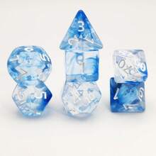 7 piezas de dados poliédricos transparentes de alta calidad en color azul, adecuados para juegos de rol y juegos de mesa, dados de D&D, aptos para juegos de mesa, gran regalo para Acción de Gracias/Navidad/Día de San Valentín, decoraciones navideñas