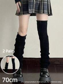 半双装女士大象罗纹针织长腿套，舒适学院风，过膝长款，适合各种日常穿着，温暖舒适