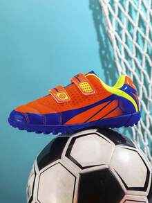 Children's Football Shoes, Small Size, Hook And Loop Adhesive Rubber Sole, Anti Slip Nail Training Shoes, Artificial Grass Special, Children's Football Shoes For Children Under 12 Years Old, No Straps, Sizes 25-38 - Blue - View 6