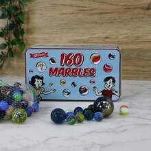 The Magic Toy Shop 160 Marbles Set Assorted Colour Glass Marbles For Kids Games Marble Run Toy For Children Age 3 + In Metal Storage Tin Box - Multicolor - View 8