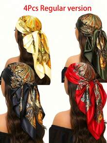 1pc Minimalist Printed Neckerchief, New Fashionable Spring Headscarf For Women, Can Be Used As Waistband, Bag Decoration, Ribbon, Headband Or Scarf, Ideal Choice To Enhance Your Overall Look. - Sky Blue - View 24