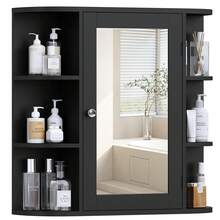 Medicine Cabinet Mirror With Door & Adjustable Shelves, Bathroom Medicine Cabinet With Mirror, Medicine Cabinets For Bathroom, Black - Black - View 3