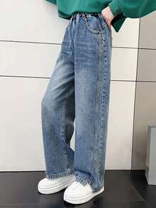 Jeans acampanados de lavado claro para niña preadolescente - Azul - Ver 5