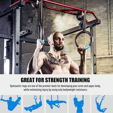 Gymnastic Rings 1200lbs Capacity With 16.4ft Adjustable Buckle Straps Pull Up Exercise Rings Non-Slip Rings For Home Gym Full Body Workout - Black - View 4