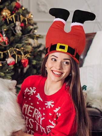Red Fun Christmas Hats Party Hats Christmas Pants Christmas Hats, Suitable For Christmas Celebrations And Christmas Sweater Parties.