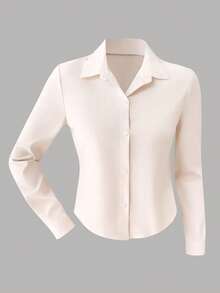 Camisa elegante para mujer EARO, diseño de moda, minimalista, de alta gama, versátil - Albaricoque - Ver 3