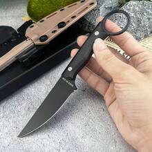 Fixed Blade Knife Camping Outdoor Survival Straight Knife EDC Mountaineering Hiking Jungle Multi-Purpose Tool With K Sheath - Total length 20cm Blade length 9.3cm Handle length 10.7cm - 查看 1