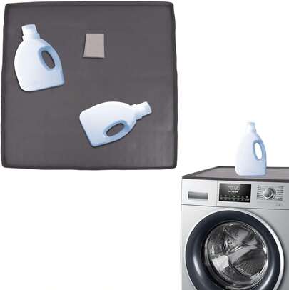 Estera Protectora Superior de la Lavadora y de la Secadora, Protector Superior para, Cubierta Antideslizante Superior de la Lavadora de la Silicona de 60 x 60cmLavable y Antideslizante (Gris)