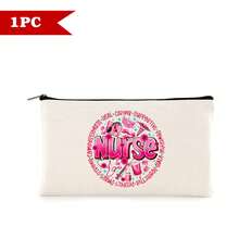 1/5/10pcs Nurse Theme Canvas Bag With Zipper Survival Kit Bag Medicine Bag Gift Bag Letter/Flower/Leopard/Heart/Rainbow Pattern Print Funny Makeup Pouch Portable Toiletry Bag For Nurse Travel Make Up Organizer Makeup Storage Cosmetic Bag Wash Bag Bathroom College Dorm Travel Stuff Multifunctional Cosmetic Organizer Cute Wallet Pouch Coin Purse - Beige - View 41