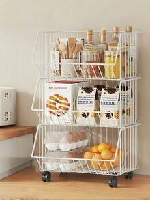 Practical Plastic Rolling Cart With Swivel Wheels, Storage Shelving Unit, Utility Cart With Handle, Multi-Purpose Movable Storage Organizer For Kitchen, Office, Living Room, Bathroom, Snacks And Toys, Ideal For Home And Office Organization, Holiday & Kids Gift - Multicolor - View 5