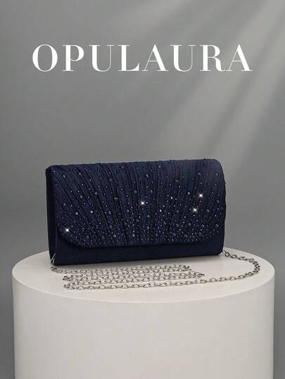 OpulAura Glamorous Rhinestone Decorated Chain Strap Handbag, Magnetic Closure, Elegant Fashion Party Bag, Suitable For Women Birthday Party, Charming Evening Shoulder Bag, Prom Bag For Party, Best Choice Elegant Bag For Bridal Shower, Clutch Bag For Wedding, Party Bags,Perfect For Party Wedding Prom Dinner/Banquet Matching With Holiday Party Dress Evening Dress & Sequin Dress
