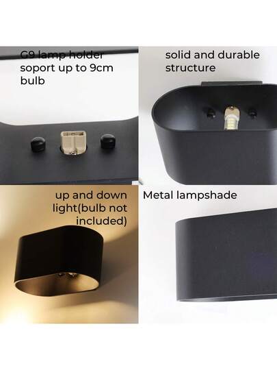 Alpinaluz Pack Of Zwart Aluminum Indoor Wand Sconces Up Down Lighting, G9 Socket (Bulb Not Included) view 9