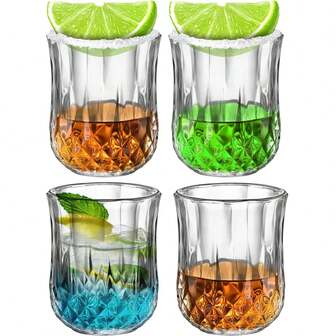 12/6/4/2/1pcs Set High-Quality Heat-Resistant Glass Cup, Crystal Diamond Cup, Transparent And Thick, Suitable For Home Daily Use, Birthday Party, High-End Banquet, KTV, Can Be Used For Tea, Beverage, Coffee, Milk Tea Shop And Other Purposes, Hygienic And Clean