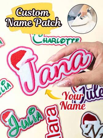 Parche bordado con nombre personalizado - Bordado de texto personalizado, diseño para planchar/coser - Ideal para chaquetas, gorras, mochilas, uniformes, bolsas - Perfecto para niños, adolescentes, adultos, miembros del equipo - Aplique personalizado, insignia de nombre, accesorio de ropa, excelente para adolescentes, manualidades, equipos, familias - Aplique personalizado, etiqueta de nombre, accesorio de moda