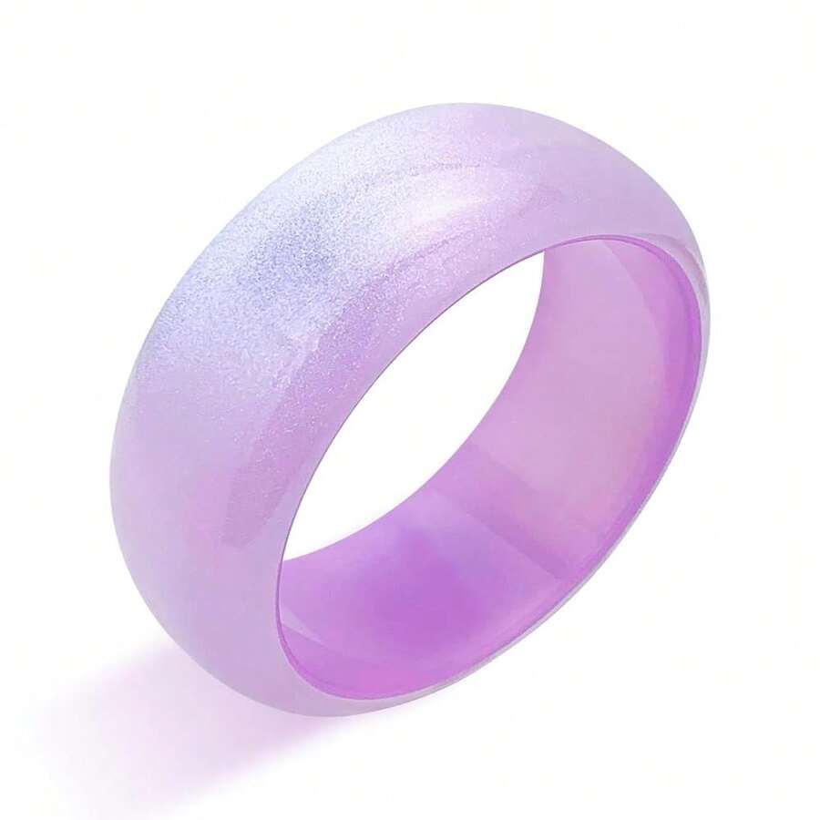 FUNOJOY Acrylic Resin Bangle Bracelets For Women 1-3Pcs Simple Oval Polished-Finish Chunky Bangle Bracelet Wide Wristbands Fashion Jewelry Bracelet For Women{Inchcolor_nameinch:InchA-Purpleinch} - A-紫色 - 查看 1