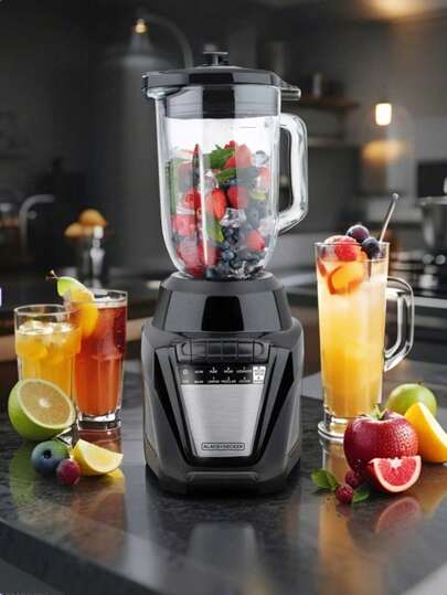 Black+Decker Licuadora Ice Crush Black Decker de 700W con 8 Velocidades + Pulso, Jarra de Vidrio 1.25L