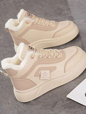 أحذية نسائية عالية الكاحل، بطراز كوري، متعددة الاستخدامات، ذات نعل سميك، دافئة، كاجوال، أحذية رياضية، للشتاء