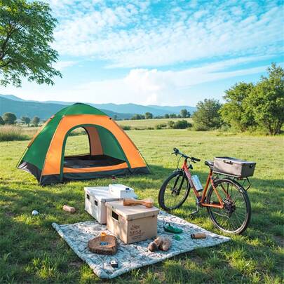 2-Person Portable Camping Tent With Silver Heat-Resistant Insulation, Double Doors & Ventilation Mesh - Mixed Colors, All-Season Lightweight Design For Outdoor Adventures, Tents For Camping, Adventure Travel Gear, Modern Tent Design, Durable Tent Fabric