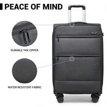 Suitcase 20 24 28 Inch 3 Piece Set Softside Luggage Cabin Carry On Check In Lightweight Spinner Wheels Tsa Lock Expandable For Travel - Black - View 6
