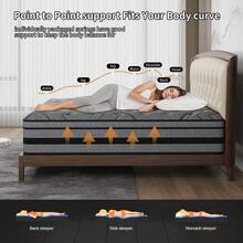 10/12/14 Inch Queen Hybrid Mattress With Cooling Gel Memory Foam & Zoned Pocket Coils - Pressure Relief & Motion Isolation, Breathable Bed In A Box, Medium-Firm Support, Cooling Technology For Hot Sleepers, Spinal Alignment, No Battery/Electricity-Free, Ideal For Couples & Heavy Sleepers, Durable Construction, Sleep Comfort, Supportive Sleep, Medium Firmness, Highquality Materials, Hot Weather Sleepers, Memory Foam Mattres, Mattres Double Bed, Mattres Single, Queen Size Mattress, King Size - 黑色 - 查看 3
