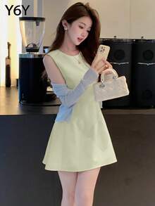 [Y6Y] White Sleeveless Casual Dress, Sweet And Fashionable Summer Dress For Women